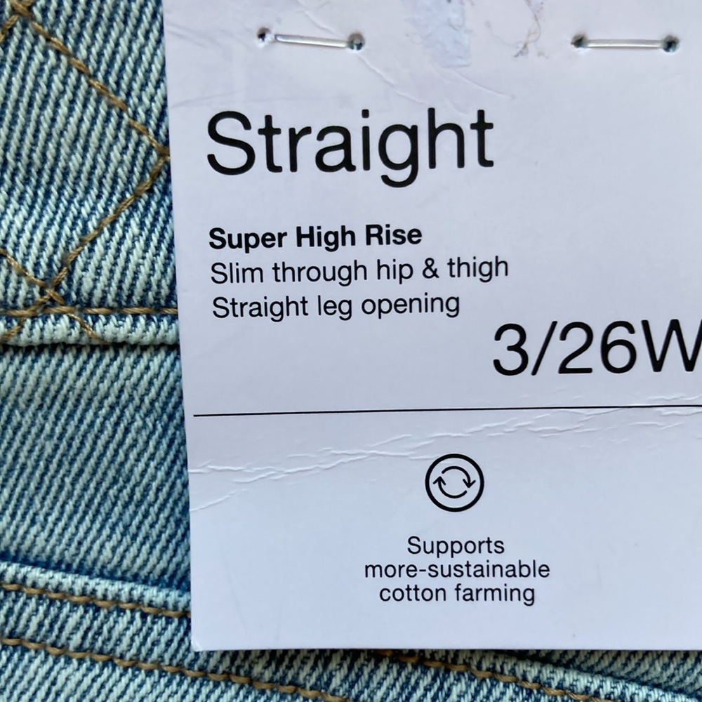 So Super high rise straight woven denim jean pant quilted design waistband 3 26 - Picture 4 of 17